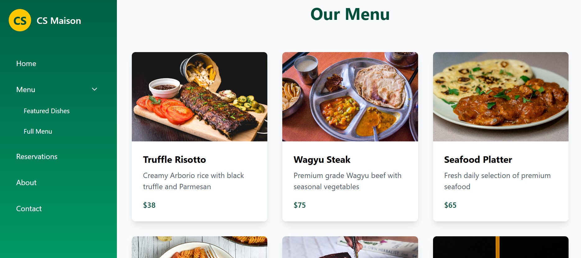 Restaurant Menu